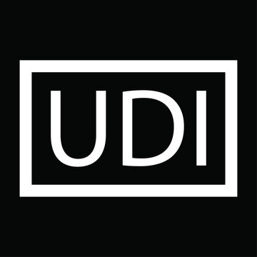 Modern UDI logo design with clean typography and rectangular border