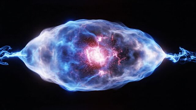 Astronomers observe a vibrant nebula explosion in deep space with glowing blue and pink gas