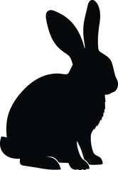 Obraz premium Black Rabbit Silhouette Vector Isolated on White Background for Easter and Spring Designs