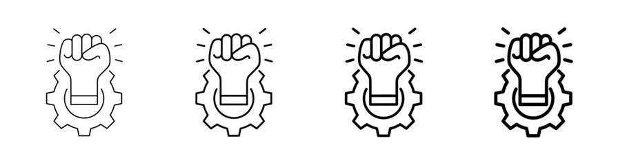 Obraz premium Determination and Powerful Strength Line Art Icon Vector Illustration Editable