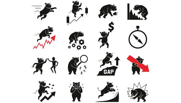 vector illustration of a set of fire flames in simple black silhouette icon style