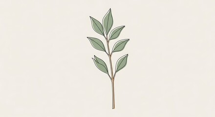 Fototapeta premium Minimalist illustration of green leafy branch.