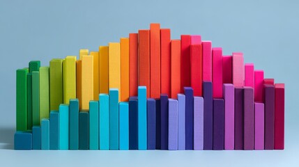 Obraz premium Colorful stacked blocks forming a vibrant spectrum in gradient formation