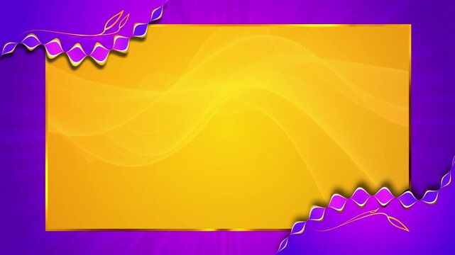 A large, golden rectangular stage in the center serves as a placeholder for text or media. It features a subtle, glowing wave animation passing through it.