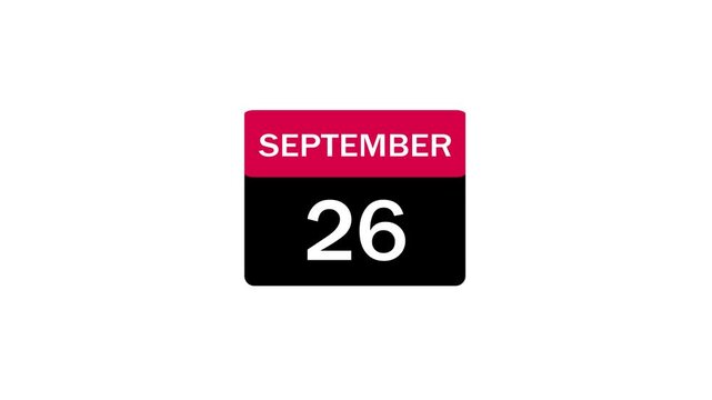 Daily Calendar Icon Representing September 26th on White Background for Planning and Organization Projects