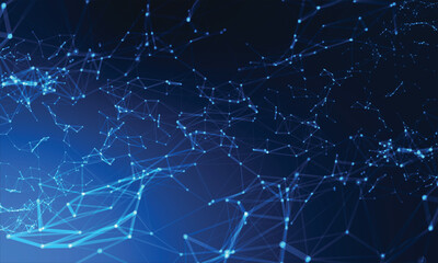 Obraz premium Abstract Blue Technology Network Background with Digital Connections and Data Communication – Vector EPS10