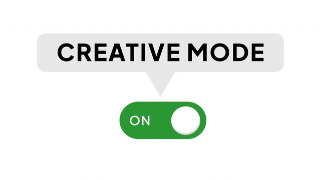 Creative Mode On Toggle Switch Animation, UI Interface Button Activating Creative Mode, Modern Digital Settings Control Indicator