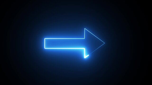 Arrow-shaped neon sign. Neon arrow symbol icon. Directional sign arrow points to the right.4k video