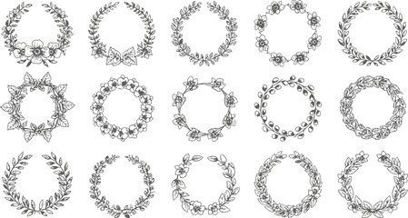 Floral Laurel Wreaths Collection Vector Decorative Elements