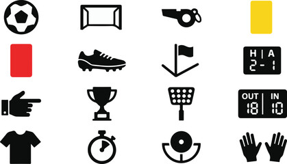 Soccer match equipment and referee penalty icons for world cup © Tanbir