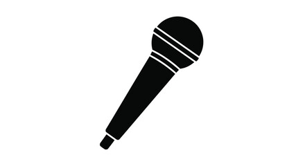 Simple black and white illustration of a dynamic microphone on white