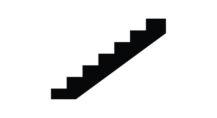 Simple black staircase illustration against a clean white background