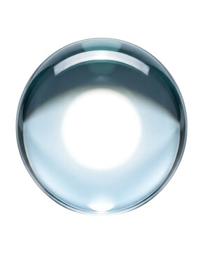 Clear blue glass sphere with reflections, ideal for abstract design, water concepts, or scientific visualization isolated PNG with Transparent Background