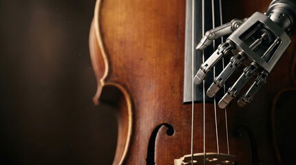 Fototapeta premium Visual asset for illustrating AI-assisted music composition, digital sound synthesis, and creative automation in music technology platforms, media innovation presentations, and AI audio production too