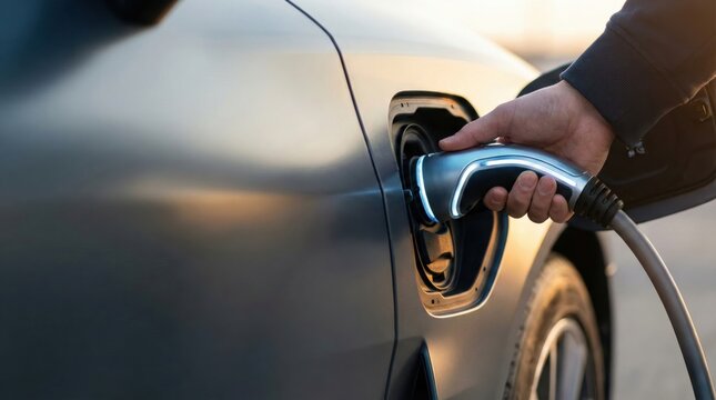 Visual asset for illustrating electric vehicle charging, clean transportation infrastructure, and sustainable mobility adoption in energy transition reports, automotive marketing, and green technology