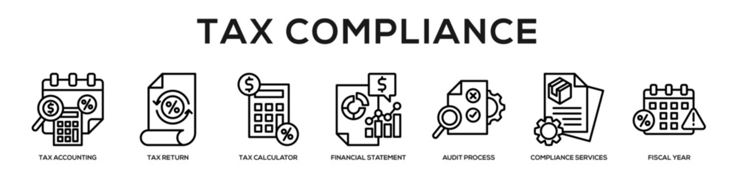Tax Compliance web banner icon illustration concept