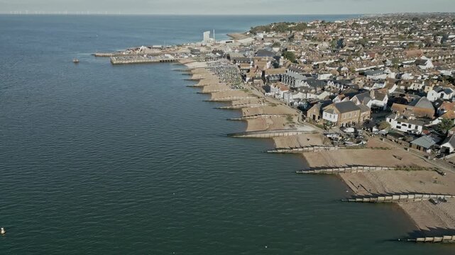 Whitstable UK Town Beach Harbour Aerial View East Coastline