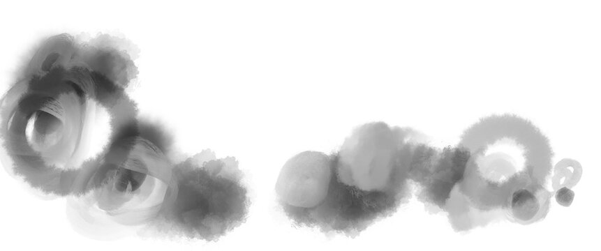 輪っかや煙、しぶき背景素材、手書き、墨で描いた抽象的なライン模様	