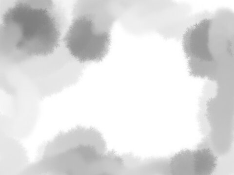 淡い墨で描いたやさしく滲んだ和風の背景フレームイラスト