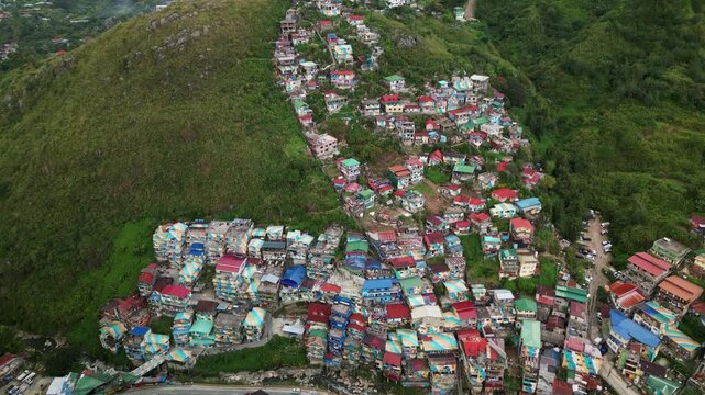 Drone Shot Over Valley Of Colors Community In La Trinidad, Benguet, Philippines