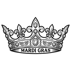 Mardi Gras crown with jewels and fleur de lis on transparent background © MUHAMMAD