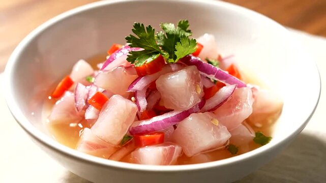 Fresh Ceviche with Fish and Vegetables.