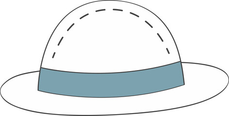 White safari hat with blue band and stitched design © Manutsanun