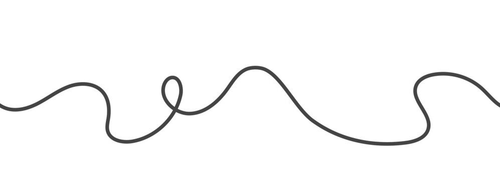 Squiggle thin line background. Cabla shape seamless pattern. Doodle line with loop