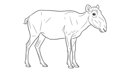 Obraz premium Saiga Antelope Sketch: A detailed line drawing of a unique saiga antelope, capturing its distinctive elongated nose and elegant form.