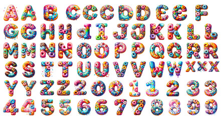 Obraz premium Cute colorful watercolor donut letter alphabet collection