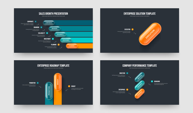Service Performance Five One Two Three Option Diagram Slide Template Vector Illustration Set. Consulting Introduction 5 1 2 3 Step Infographic Presentation Design Bundle.