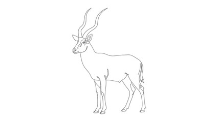 Elegant Antelope Outline: A graceful outline of an antelope, characterized by its slender build and impressive horns, stands poised, exuding an air of quiet dignity and resilience. © Murshida