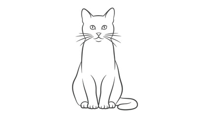 Obraz premium Simple cat: A simplified drawing of a sleek and elegant cat sitting, exuding a sense of calm and poise. 