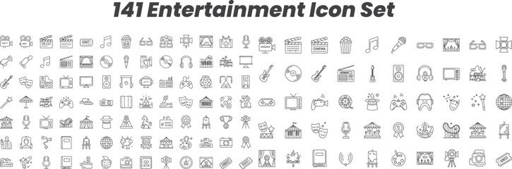 Fototapeta premium Set of 141 entertainment icons vector