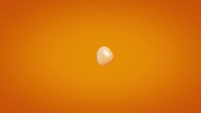 Small golden organic pod with subtle grid patterns centered in a warm orange void representing data encryption and secure information storage