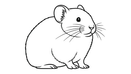 Cute Rodent Illustration: A charming line art illustration of a tiny, adorable rodent, meticulously rendered to capture its delicate features. 