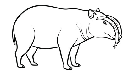 Obraz premium Prehistoric Creature Illustration: A detailed outline of a prehistoric animal, ready for coloring or further artistic exploration. Emphasizing the animal's unique features and form.