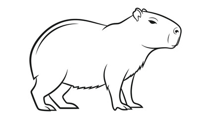 Obraz premium Capybara Outline: Detailed line art of a capybara, the world's largest rodent, showcasing its distinctive features against a clean backdrop.