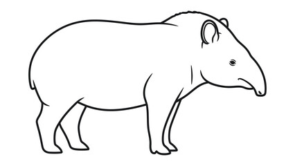 Fototapeta premium Tapir illustration : A meticulously drawn illustration of a tapir, showcasing its distinctive features. 