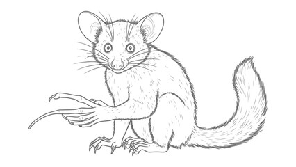 Lemur Sketch: A detailed, minimalist pencil sketch of a lemur, showcasing its distinct features and expressive eyes. © Abu
