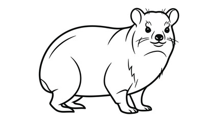 Obraz premium Rock Hyrax Outline Illustration: A detailed black and white illustration of a Rock Hyrax, showcasing its unique features in a minimalist style. 
