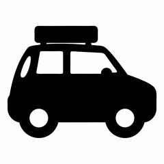 Obraz premium Iconic black car with roof rack represents travel and adventure simplicity