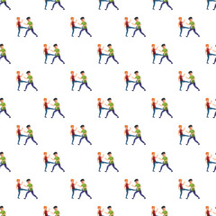Fototapeta premium Two people are performing a kicking action in a repetitive pattern