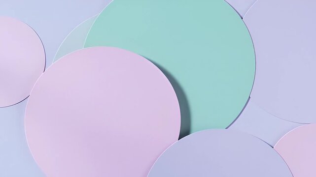 Overlapping pastel paper circle background with slow shadow drift across layered shapes