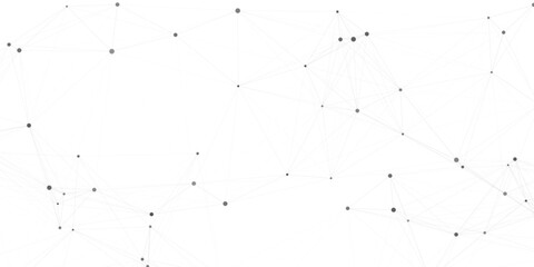 Abstract clean white background with minimal grey geometric dot and line network connection. © Fannaan