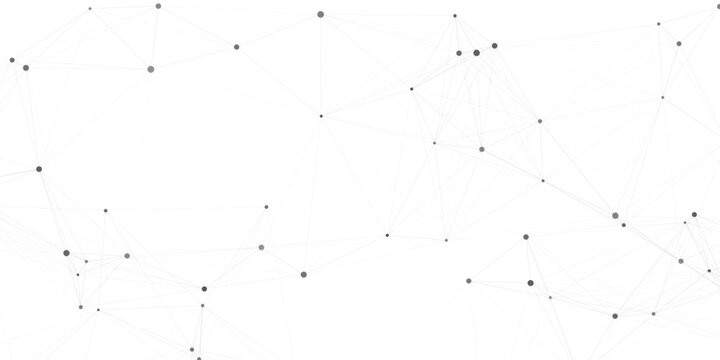 Abstract clean white background with minimal grey geometric dot and line network connection.