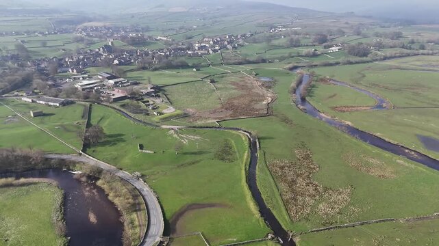 Aerial view over Hawes from a drone 4K video