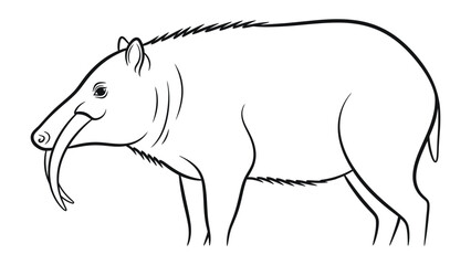 Ancient Creature Illustration: A detailed outline drawing of a prehistoric creature. © Ajm