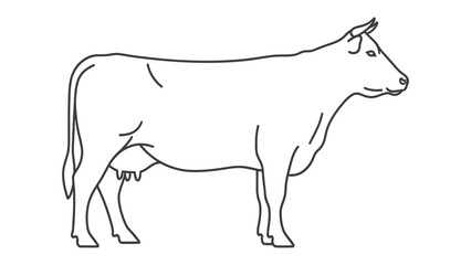 Cattle sketch: A simple and elegant line drawing of a cattle, perfect for farm-related designs and illustrations.  © Hasib