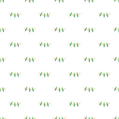 Fototapeta premium Green clothespins hanging on horizontal ropes creating a seamless background pattern